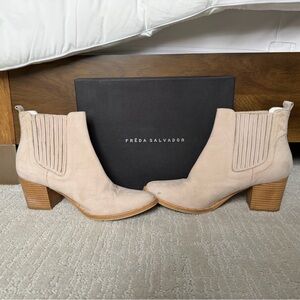 Freda Salvador Light Beige Suede Chelsea Booties